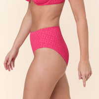 The High Waist Bikini Bottom - Eyelet - Begonia