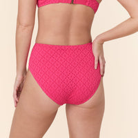 The High Waist Bikini Bottom - Eyelet - Begonia