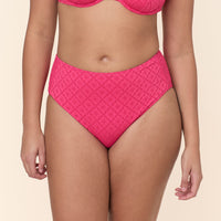 The High Waist Bikini Bottom - Eyelet - Begonia