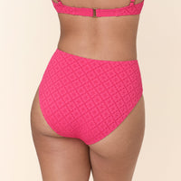 The High Waist Bikini Bottom - Eyelet - Begonia