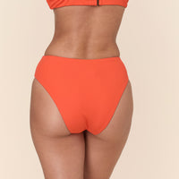 The 90s High Waist Bikini Bottom - Eco Ribbed - Vermillion