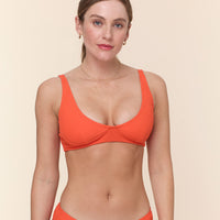 The Mila Bikini Top - Eco Ribbed - Vermillion
