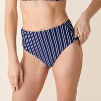 The High Rise Bikini Bottom - Textured Stripe - Nautical