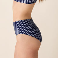 The High Rise Bikini Bottom - Textured Stripe - Nautical