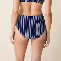 The High Rise Bikini Bottom - Textured Stripe - Nautical