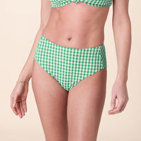 The High Rise Bikini Bottom - Crinkle Gingham - Green Gingham