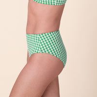The High Rise Bikini Bottom - Crinkle Gingham - Green Gingham