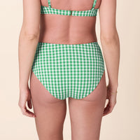 The High Rise Bikini Bottom - Crinkle Gingham - Green Gingham