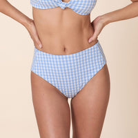 The High Rise Bikini Bottom - Crinkle Gingham - Sky Gingham