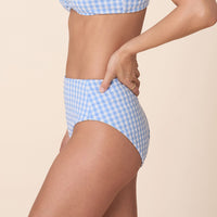 The High Rise Bikini Bottom - Crinkle Gingham - Sky Gingham