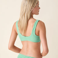 The Delray Bikini Top - Crinkle Gingham - Green Gingham