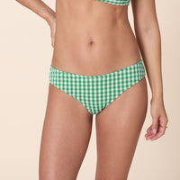 The Classic Bikini Bottom - Crinkle Gingham - Green Gingham