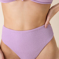The 90s High Waist Bikini Bottom - Seersucker - Lupine
