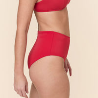 The High Waist Bikini Bottom - Eco Nylon - Cherry Red