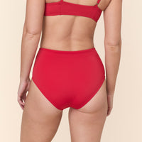 The High Waist Bikini Bottom - Eco Nylon - Cherry Red