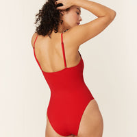 The Amalfi One Piece - Eco Nylon - Cherry Red - Long Torso