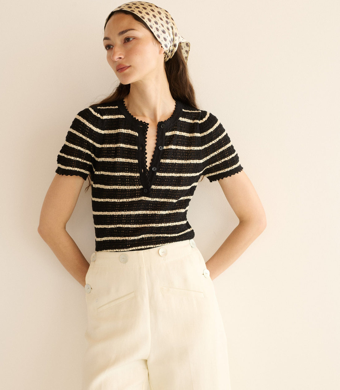 BRANDIE TOP -- NOIR ALLAIRE STRIPE