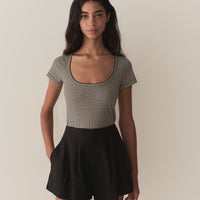 BRIGITTE TEE -- NOIR LA MADDALENA GINGHAM