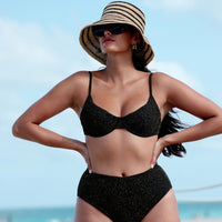 The Bermuda Bikini Top - Lurex Rib - Black