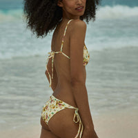 CAPRI BIKINI TOP -- CITRON PANSY FLORAL