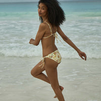 CAPRI BIKINI TOP -- CITRON PANSY FLORAL