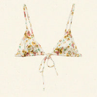 CAPRI BIKINI TOP -- CITRON PANSY FLORAL