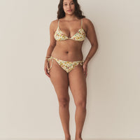 CAPRI BIKINI TOP -- CITRON PANSY FLORAL