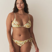 CAPRI BIKINI TOP -- CITRON PANSY FLORAL