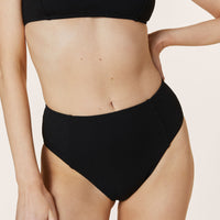 The High Waist Cheeky Bikini Bottom - Eco Ribbed - Black