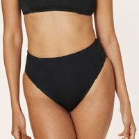 The High Waist Cheeky Bikini Bottom - Flat - Black