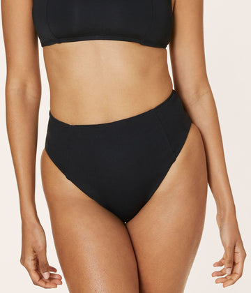 The High Waist Cheeky Bikini Bottom - Flat - Black