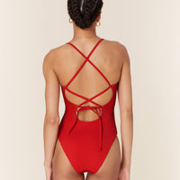 The Fiji One Piece - Eco Nylon - Cherry Red - Long Torso