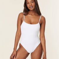 The Jetties One Piece - Eco Ribbed - White - Long Torso