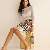 ELOWETTE SKIRT -- NOIR FLEURS D'ANEMONE