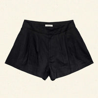 LARUE LINEN SHORT -- BLACK