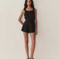 LARUE LINEN SHORT -- BLACK