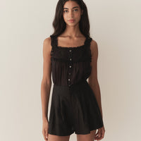 LARUE LINEN SHORT -- BLACK