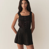 LARUE LINEN SHORT -- BLACK