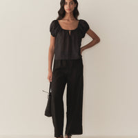 LAVON LINEN PANT -- BLACK