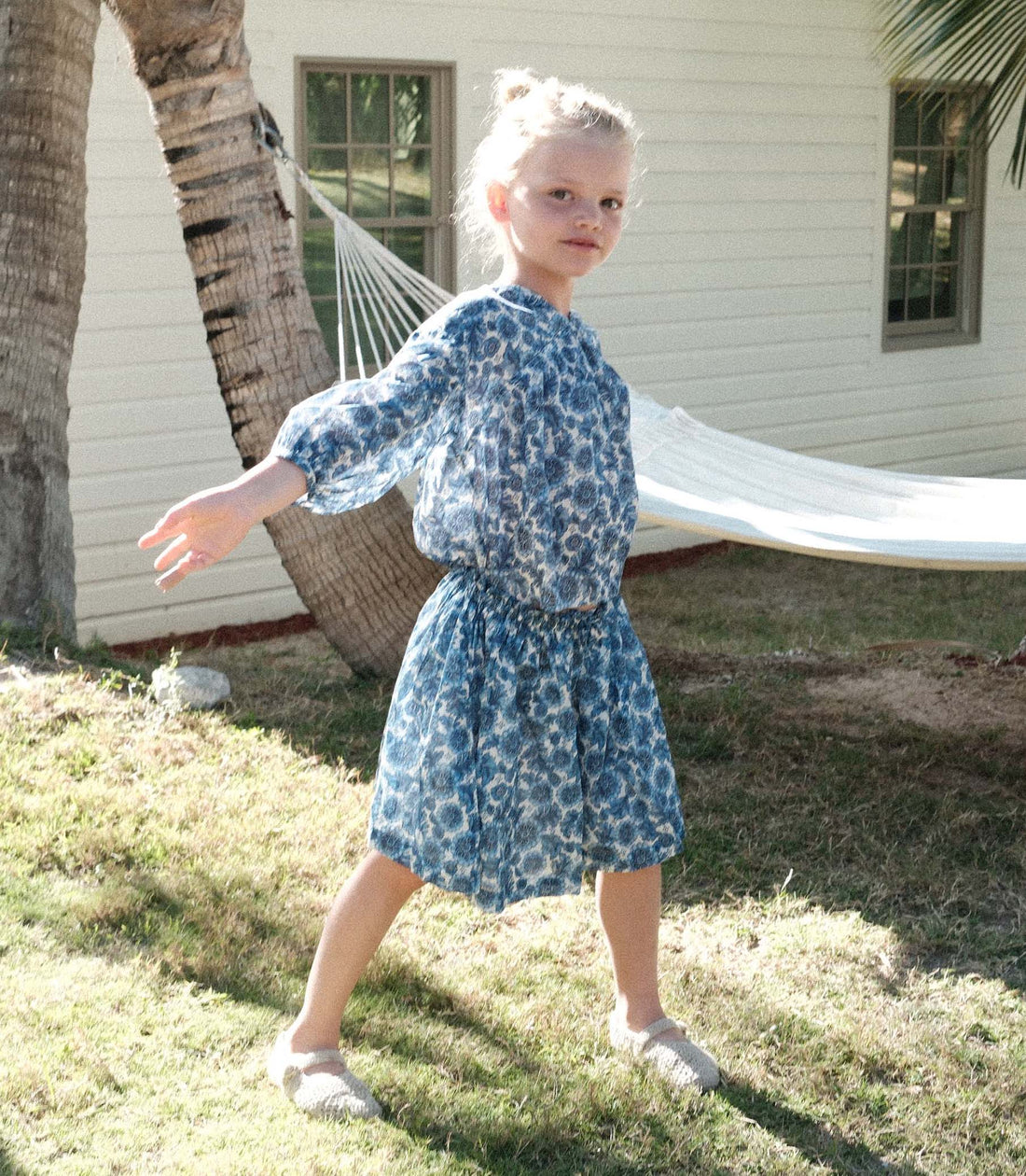 MILIANNE SKIRT -- BLEU SOLEIL FLEURIT