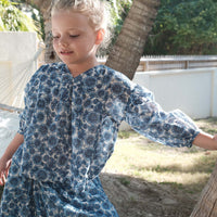 LITTLE MARCHE TOP -- BLEU SOLEIL FLEURIT