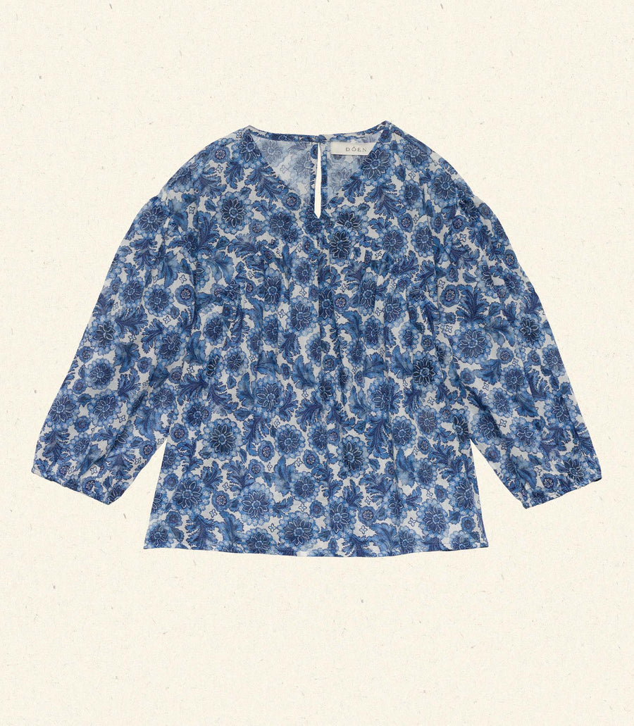 LITTLE MARCHE TOP -- BLEU SOLEIL FLEURIT
