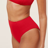 The High Waist Cheeky Bikini Bottom - Eco Nylon - Cherry Red