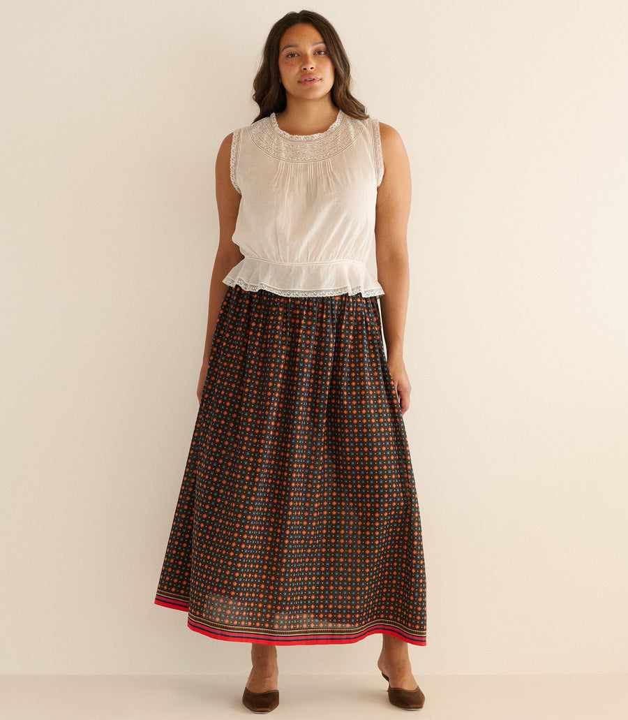 MARICETTE SKIRT -- NOIR MONTMARTRE FOULARD