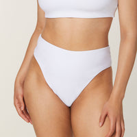 The 90s High Waist Bikini Bottom - Eco Nylon - White