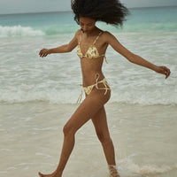 POSITANO BIKINI BOTTOM -- CITRON PANSY FLORAL