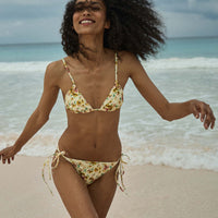 POSITANO BIKINI BOTTOM -- CITRON PANSY FLORAL