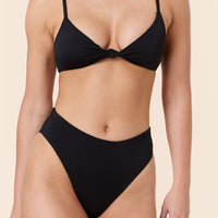 The 90s High Waist Bikini Bottom - Eco Nylon - Black