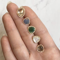 Diamond & Moonstone Stud Earrings