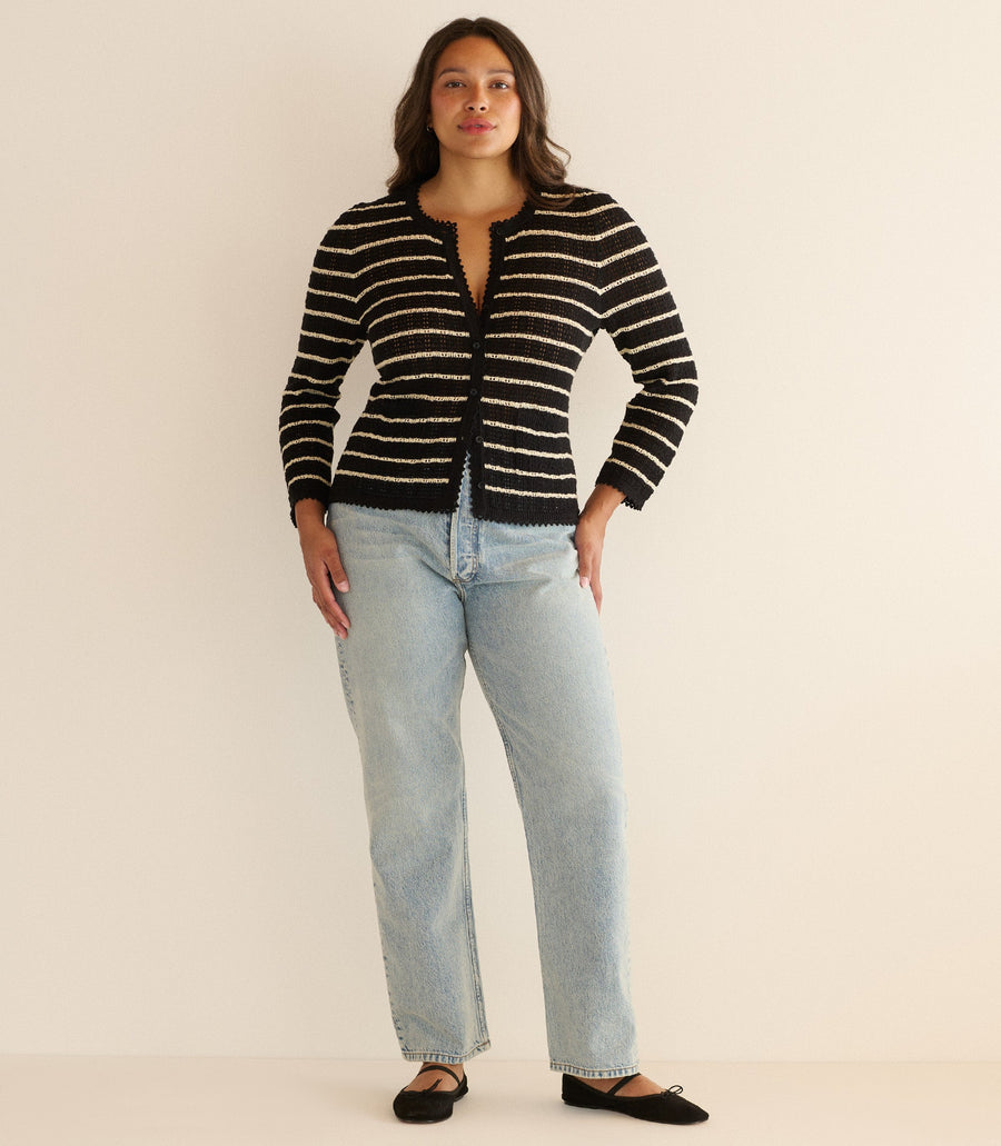 THERESE CARDIGAN -- NOIR ALLAIRE STRIPE
